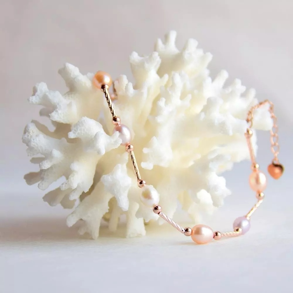 MILAN Natural Pearl Bracelet Rose Gold Multi Color - Picture 2 of 7